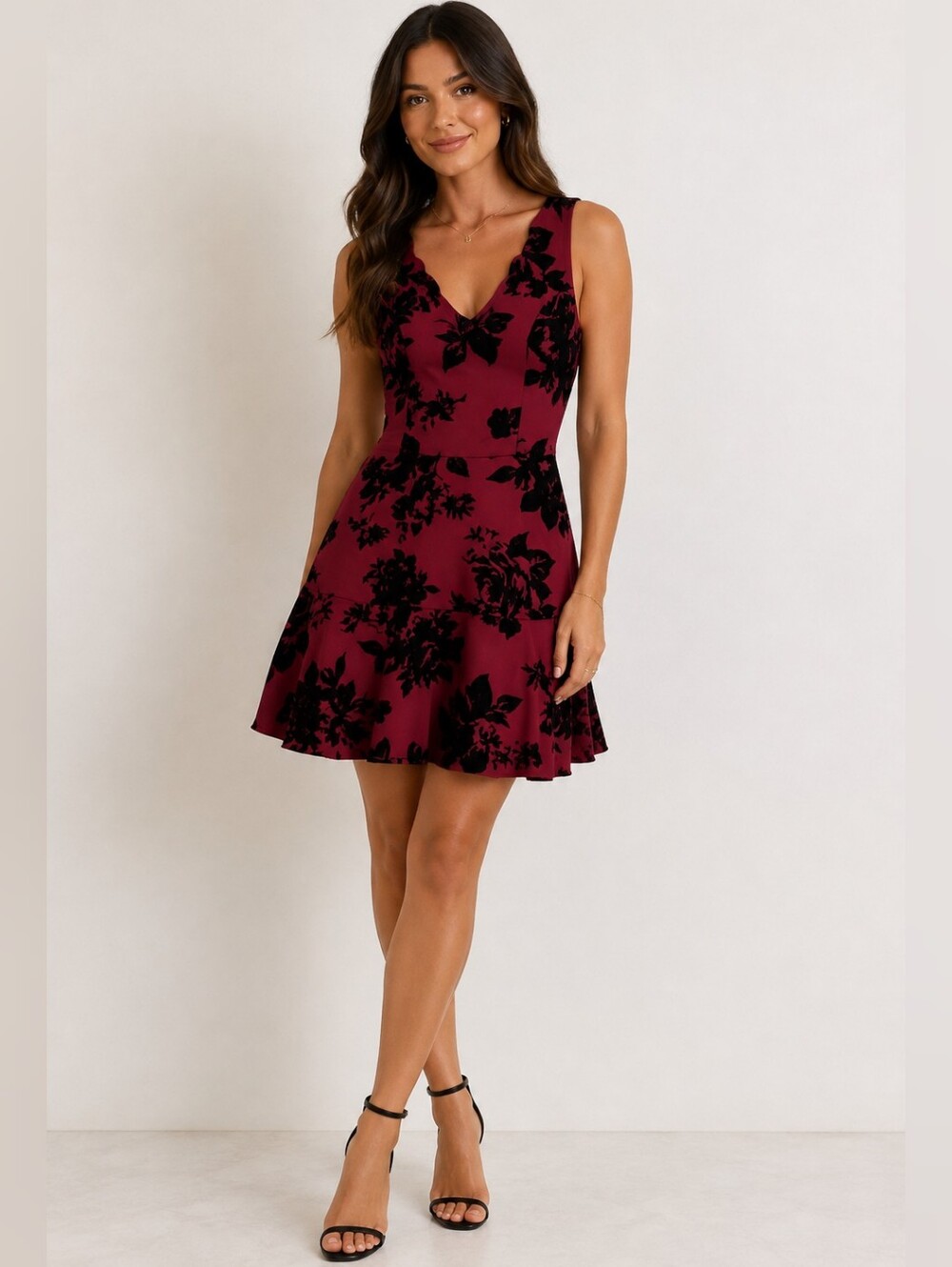 New Trixxi Fit and Flare Scalloped Neckline Dress